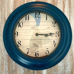 NWOT Blue Mermaid Tail Hanging Coastal Wall Clock 12" Round New AA Battery